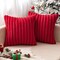 Christmas Red Throw Pillow Covers 18x18 Inch Set of 2 Soft Couch Pillow Covers with Velvet Back Faux Rabbit Fur Throw Pillows Decorative Home Decor for Sofa Bedroom Livingroom